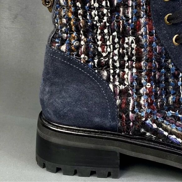 Kurt Geiger London Kensington Tweed Lug Sole Combat Booties Boot women size 6 - Picture 4 of 12